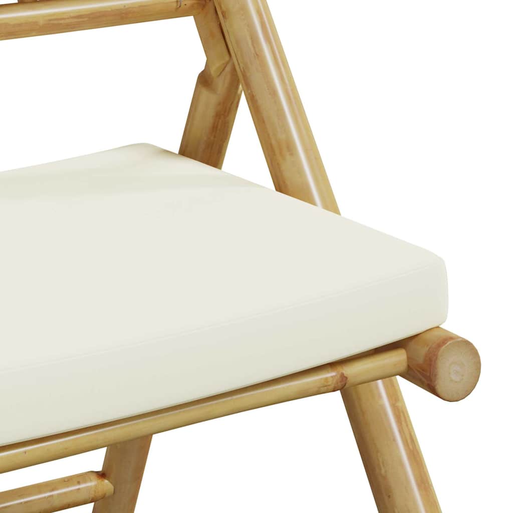 Set da Bistrot Pieghevole 3 pz Cuscini Bianco Crema in Bambù | homemem39