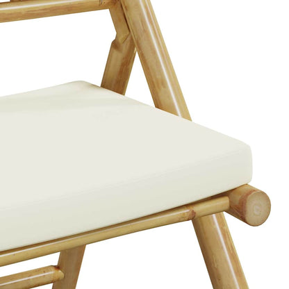 Set da Bistrot Pieghevole 3 pz Cuscini Bianco Crema in Bambù | homemem39