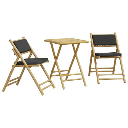 Set da Bistrot Pieghevole 3pz con Cuscini Grigio Scuro Bambù | homemem39