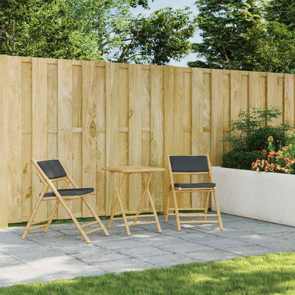 Set da Bistrot Pieghevole 3pz con Cuscini Grigio Scuro Bambù - homemem39