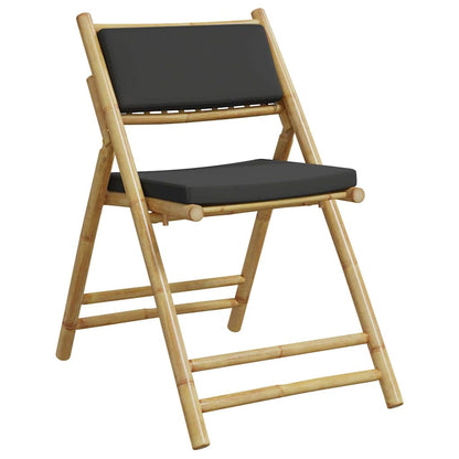 Set da Bistrot Pieghevole 3pz con Cuscini Grigio Scuro Bambù - homemem39