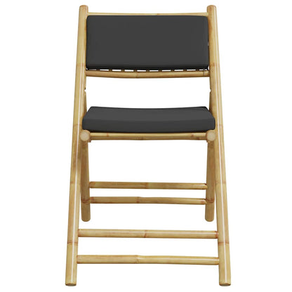 Set da Bistrot Pieghevole 3pz con Cuscini Grigio Scuro Bambù - homemem39