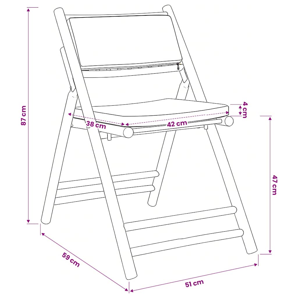 Set da Bistrot Pieghevole 5 pz Cuscini Bianco Crema in Bambù | homemem39