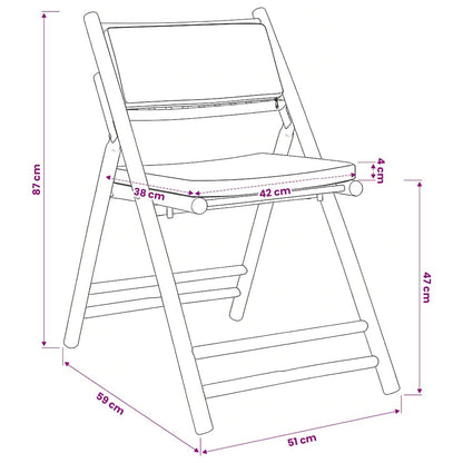 Set da Bistrot Pieghevole 5 pz Cuscini Bianco Crema in Bambù | homemem39