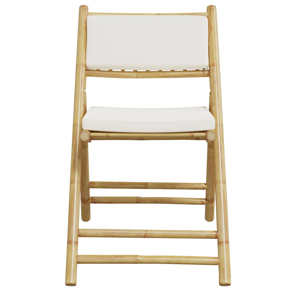 Set da Bistrot Pieghevole 5 pz Cuscini Bianco Crema in Bambù | homemem39