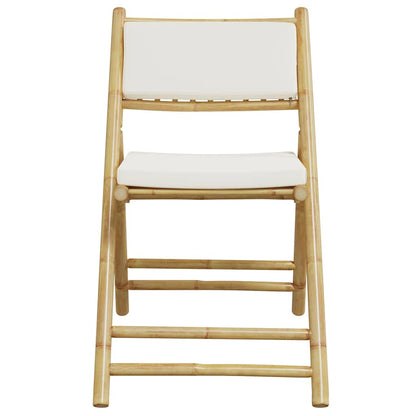 Set da Bistrot Pieghevole 5 pz Cuscini Bianco Crema in Bambù | homemem39