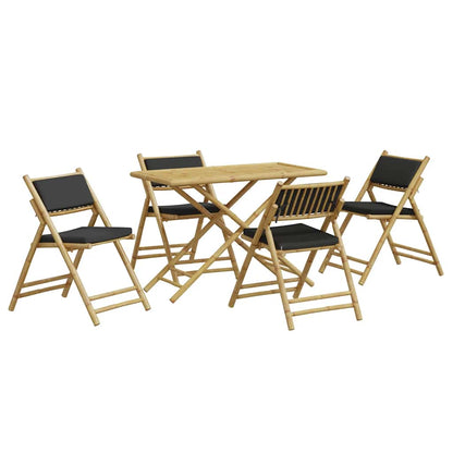 Set da Bistrot Pieghevole 5pz con Cuscini Grigio Scuro Bambù | homemem39