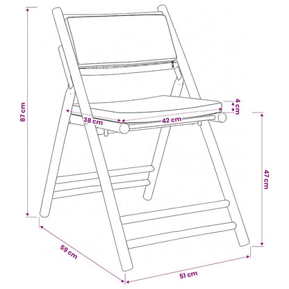 Set da Bistrot Pieghevole 5pz con Cuscini Grigio Scuro Bambù | homemem39