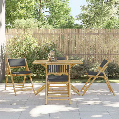Set da Bistrot Pieghevole 5pz con Cuscini Grigio Scuro Bambù | homemem39