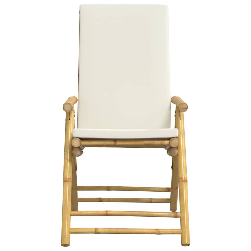 Set da Bistrot Pieghevole 3 pz Cuscini Bianco Crema in Bambù | homemem39