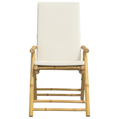 Set da Bistrot Pieghevole 3 pz Cuscini Bianco Crema in Bambù | homemem39
