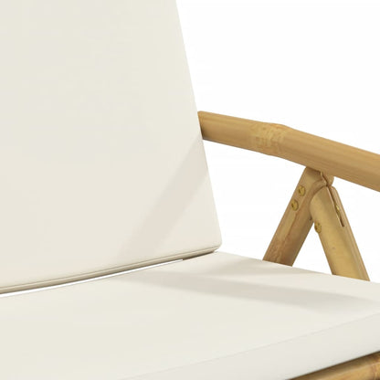 Set da Bistrot Pieghevole 3 pz Cuscini Bianco Crema in Bambù | homemem39