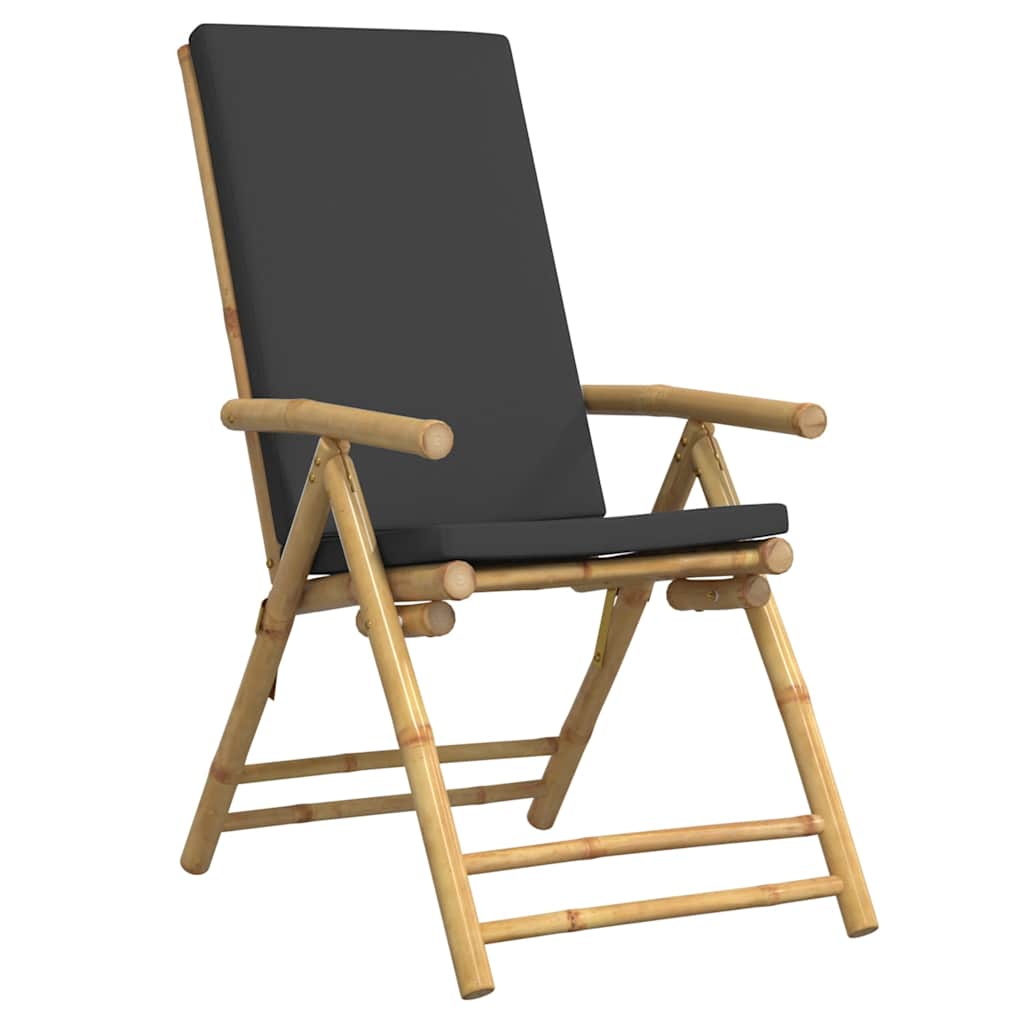 Set da Bistrot Pieghevole 3pz con Cuscini Grigio Scuro Bambù | homemem39