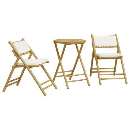 Set da Bistrot Pieghevole 3 pz Cuscini Bianco Crema in Bambù | homemem39