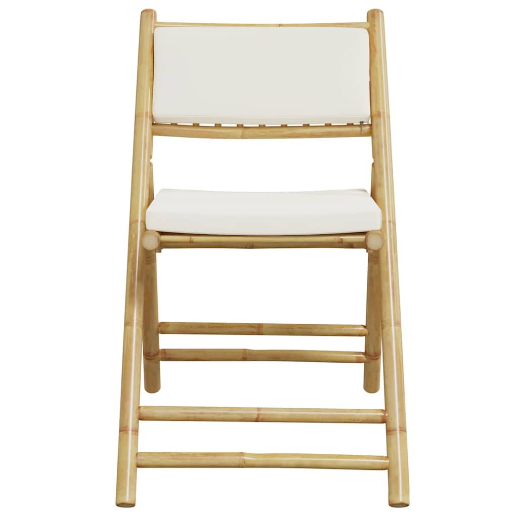 Set da Bistrot Pieghevole 3 pz Cuscini Bianco Crema in Bambù | homemem39