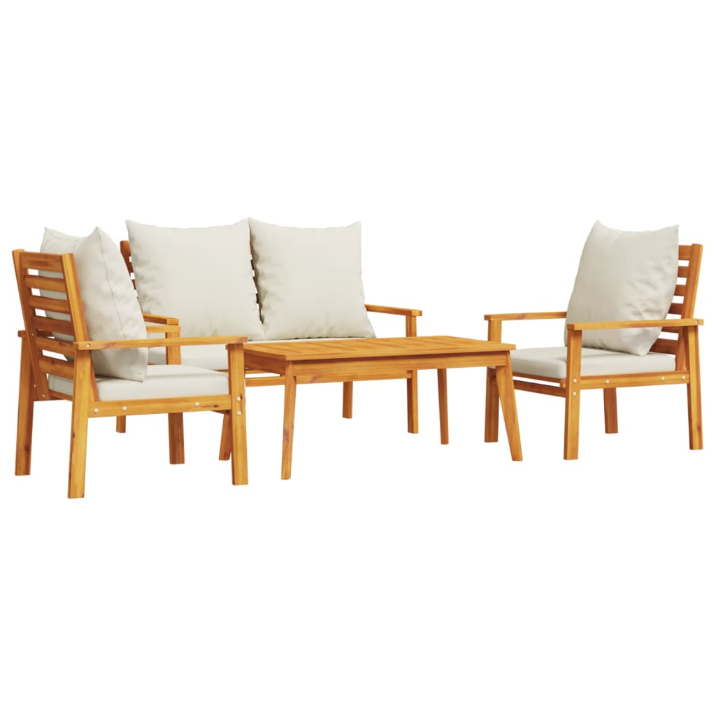 Set Salotto da Giardino 4pz con Cuscini Legno Massello Acacia | homemem39