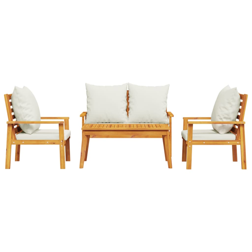 Set Salotto da Giardino 4pz con Cuscini Legno Massello Acacia - homemem39