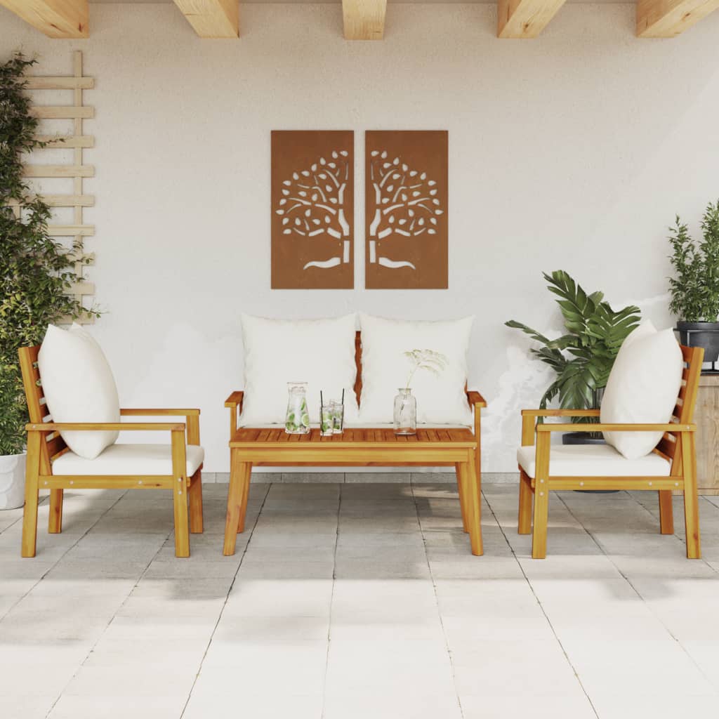 Set Salotto da Giardino 4pz con Cuscini Legno Massello Acacia | homemem39