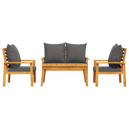 Set Salotto da Giardino 4pz con Cuscini Legno Massello Acacia - homemem39