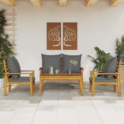 Set Salotto da Giardino 4pz con Cuscini Legno Massello Acacia | homemem39