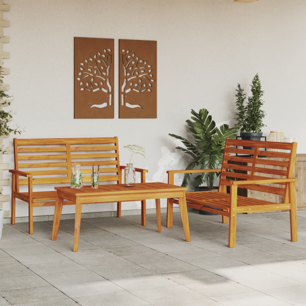 Set da Salotto da Giardino 3 pz in Legno Massello di Acacia - homemem39