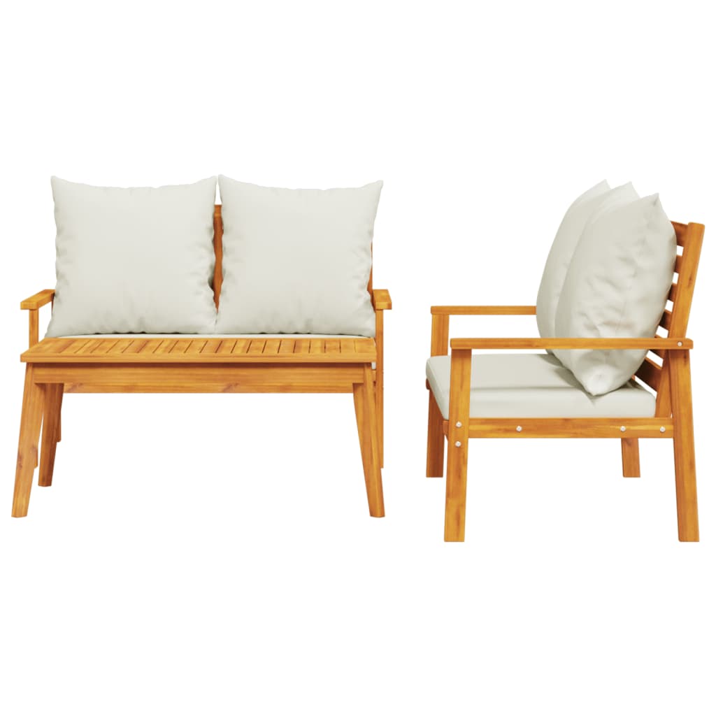 Set Mobili da Giardino 3pz con Cuscini Legno Massello di Acacia - homemem39