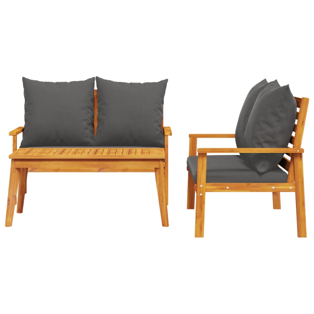 Set Mobili da Giardino 3pz con Cuscini Legno Massello di Acacia | homemem39