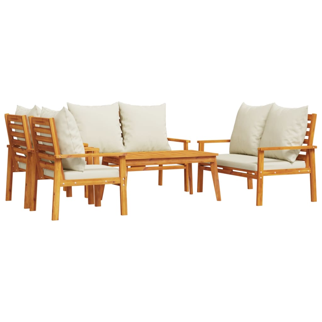 Set Salotto da Giardino 5 pz con Cuscini Legno Massello Acacia - homemem39