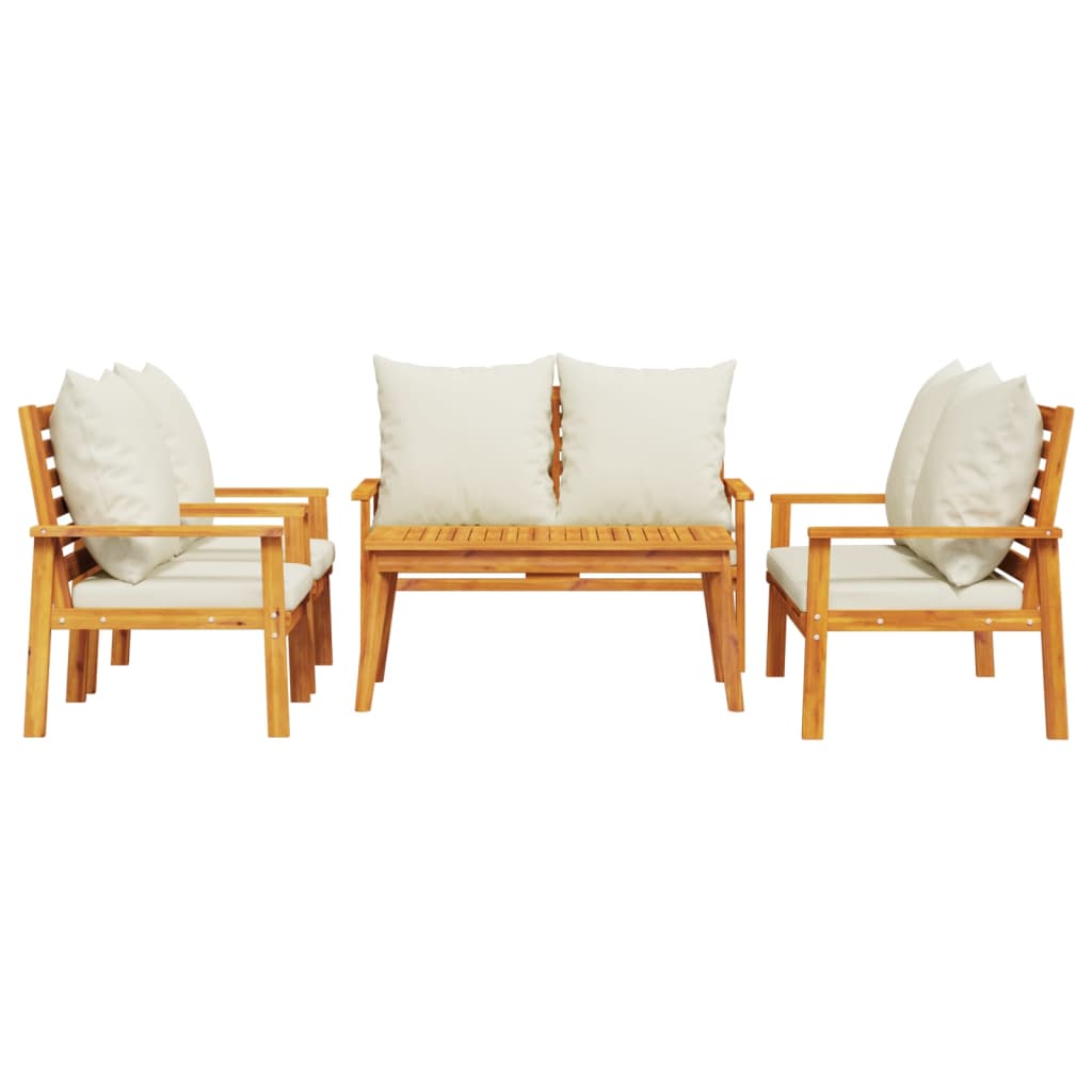 Set Salotto da Giardino 5 pz con Cuscini Legno Massello Acacia - homemem39