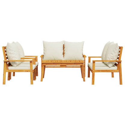 Set Salotto da Giardino 5 pz con Cuscini Legno Massello Acacia - homemem39