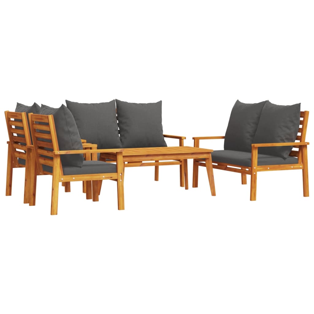 Set Salotto da Giardino 5 pz con Cuscini Legno Massello Acacia | homemem39