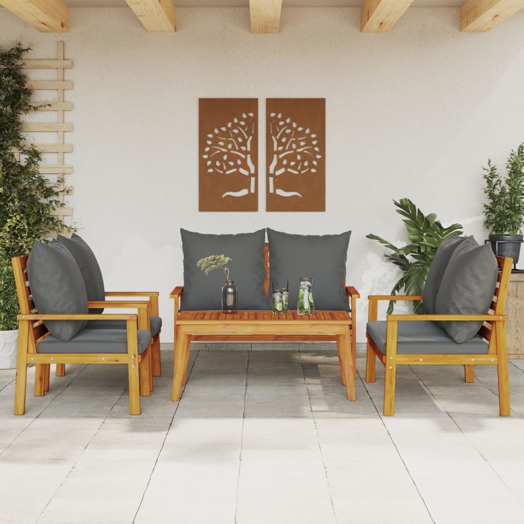 Set Salotto da Giardino 5 pz con Cuscini Legno Massello Acacia - homemem39