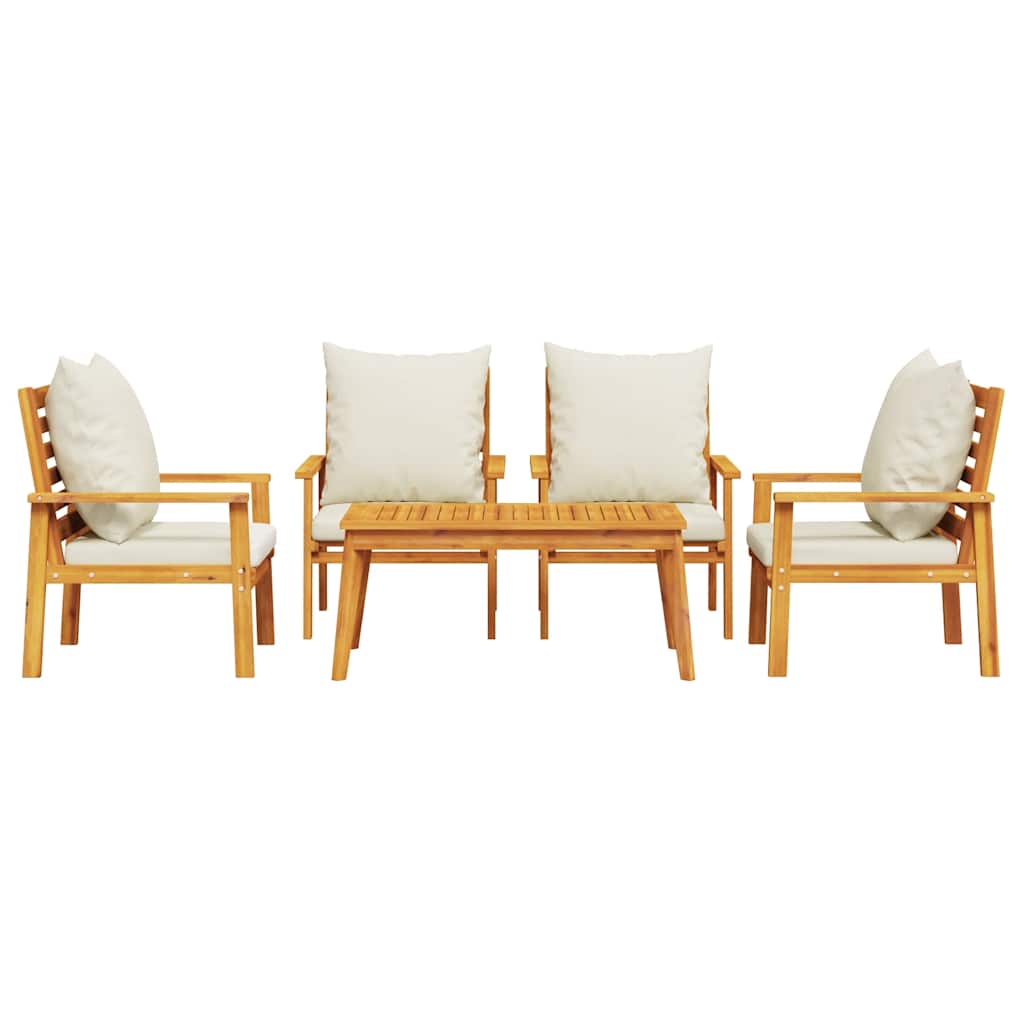 Set Salotto da Giardino 5 pz con Cuscini Legno Massello Acacia | homemem39