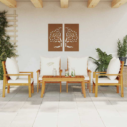 Set Salotto da Giardino 5 pz con Cuscini Legno Massello Acacia | homemem39