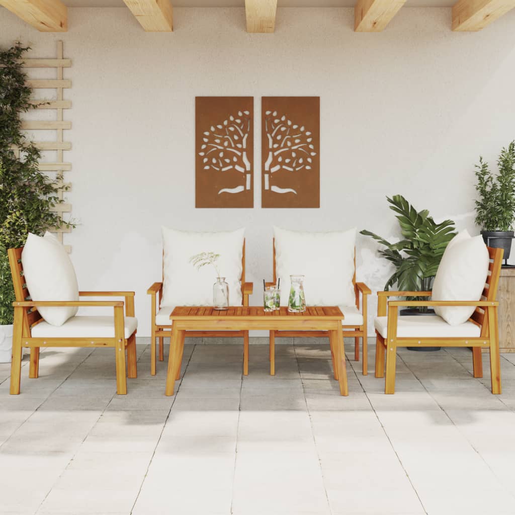 Set Salotto da Giardino 5 pz con Cuscini Legno Massello Acacia - homemem39