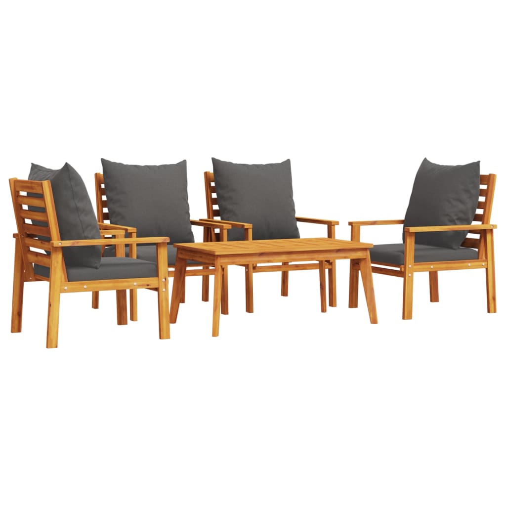 Set Salotto da Giardino 5 pz con Cuscini Legno Massello Acacia - homemem39