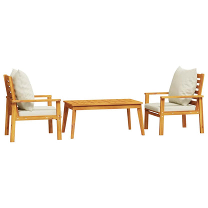 Set Mobili da Giardino 3pz con Cuscini Legno Massello di Acacia | homemem39