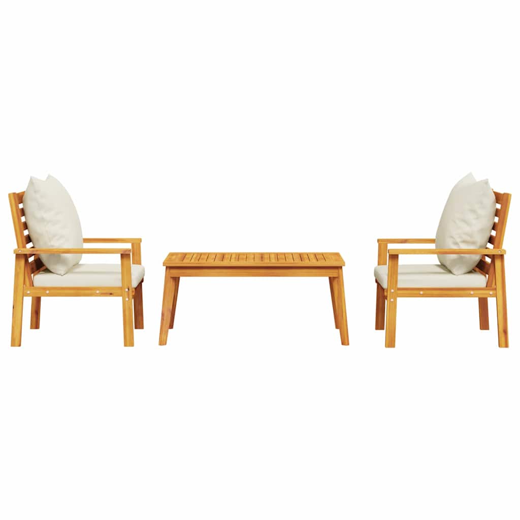 Set Mobili da Giardino 3pz con Cuscini Legno Massello di Acacia | homemem39