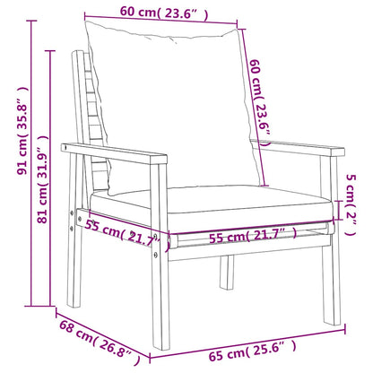 Set Mobili da Giardino 3pz con Cuscini Legno Massello di Acacia | homemem39