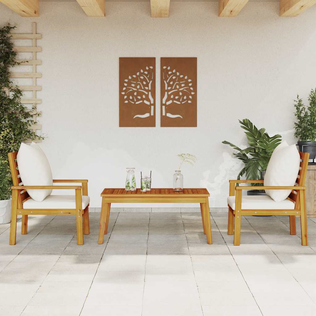 Set Mobili da Giardino 3pz con Cuscini Legno Massello di Acacia | homemem39