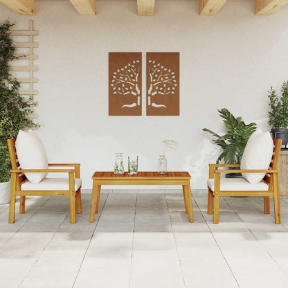 Set Mobili da Giardino 3pz con Cuscini Legno Massello di Acacia | homemem39