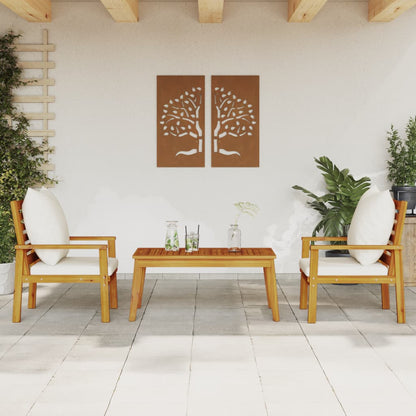 Set Mobili da Giardino 3pz con Cuscini Legno Massello di Acacia - homemem39
