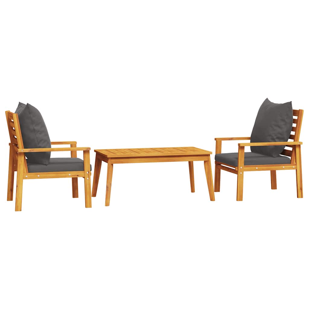 Set Mobili da Giardino 3pz con Cuscini Legno Massello di Acacia | homemem39