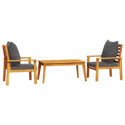 Set Mobili da Giardino 3pz con Cuscini Legno Massello di Acacia | homemem39