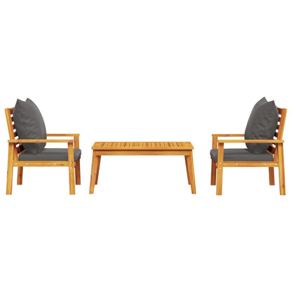 Set Mobili da Giardino 3pz con Cuscini Legno Massello di Acacia | homemem39