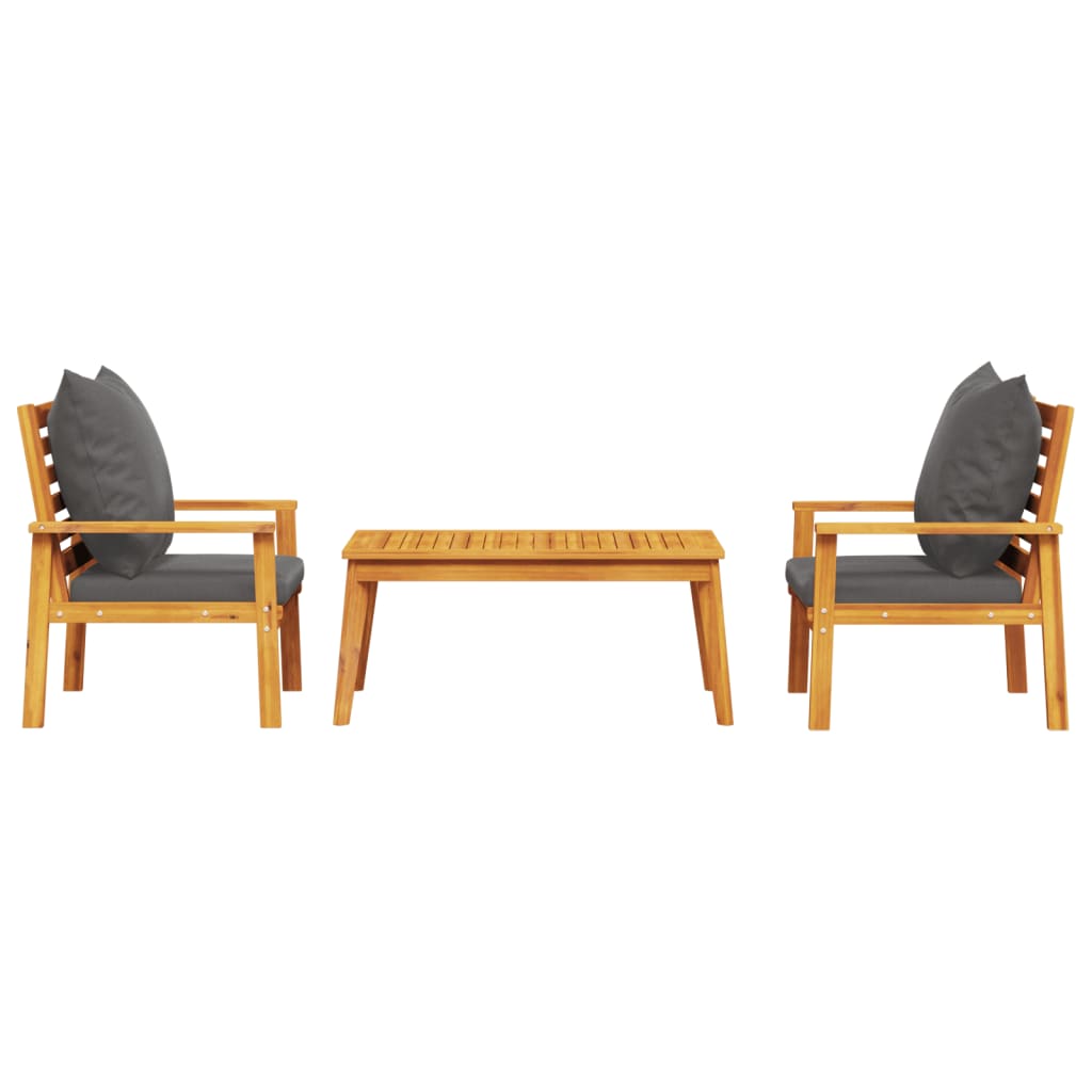 Set Mobili da Giardino 3pz con Cuscini Legno Massello di Acacia - homemem39