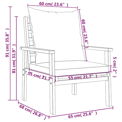 Set Mobili da Giardino 3pz con Cuscini Legno Massello di Acacia | homemem39