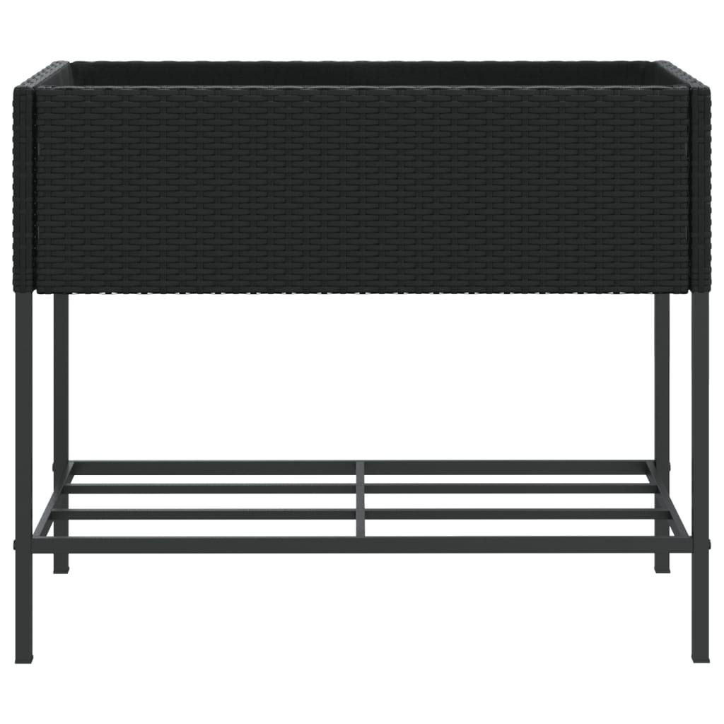 Fioriere da Giardino con Ripiani 2pz Nere 90x40x75cm Polyrattan