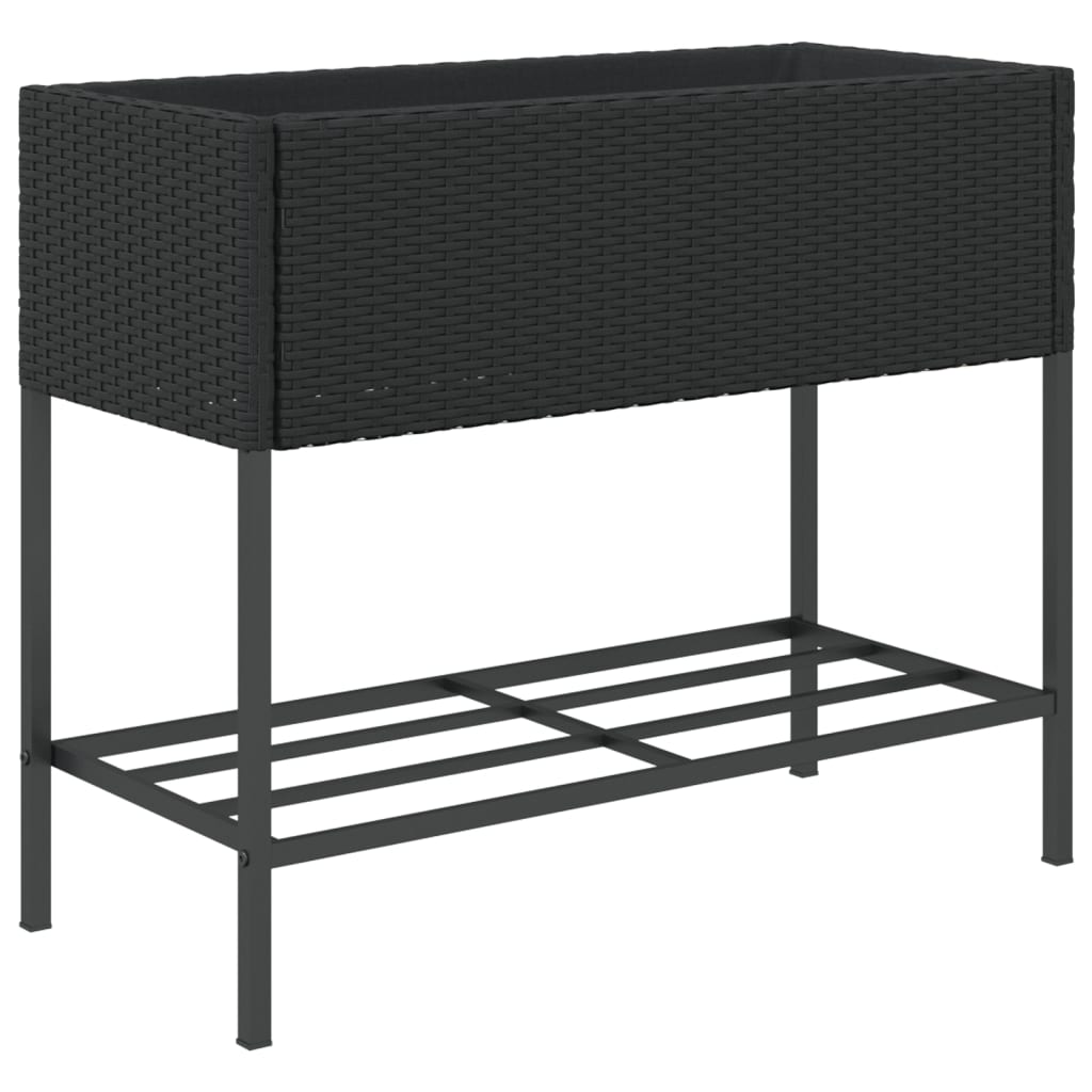 Fioriere da Giardino con Ripiani 2pz Nere 90x40x75cm Polyrattan