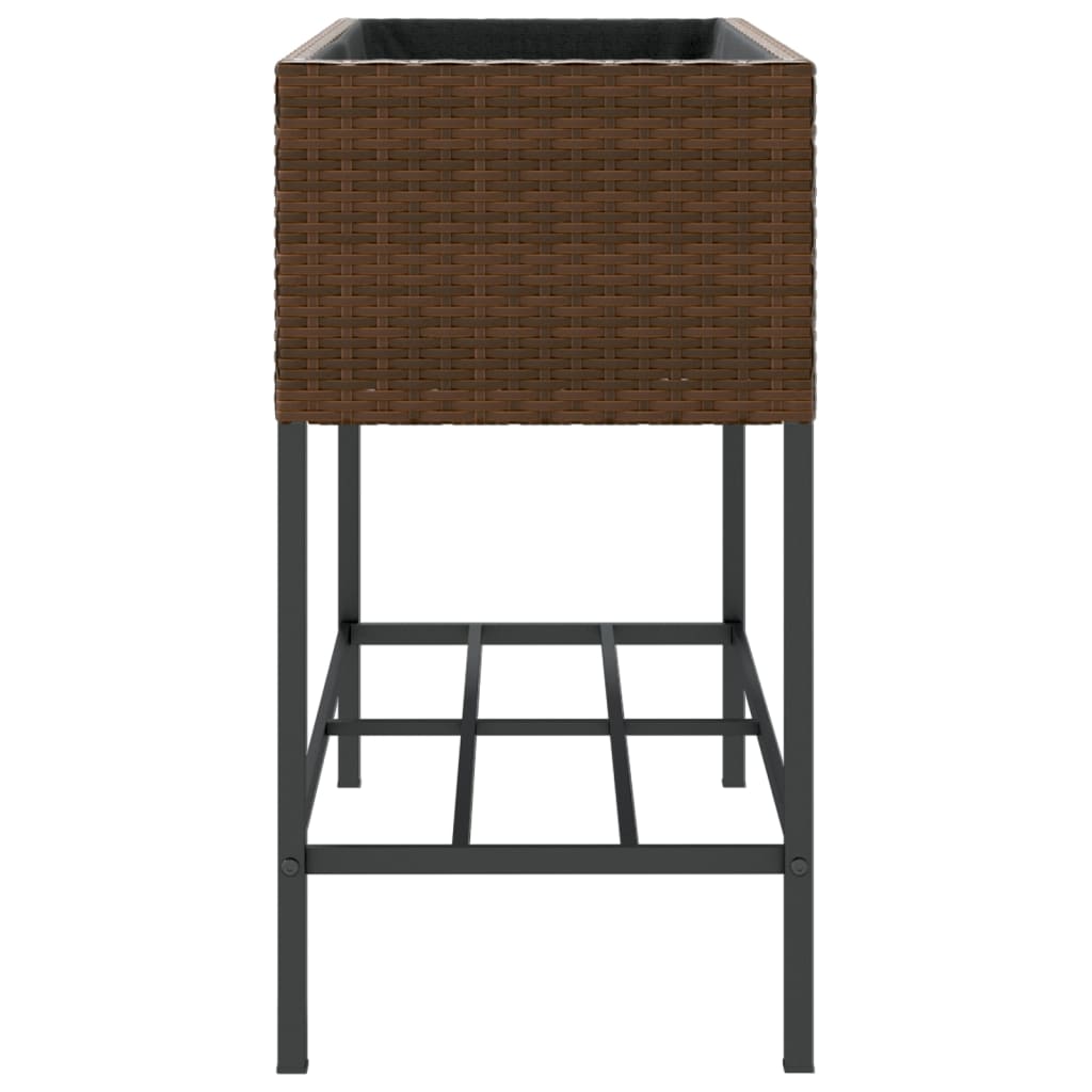 Fioriere Giardino con Ripiani 2pz Marroni 90x40x75cm Polyrattan